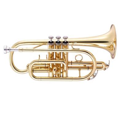 China Gold Lacquer Bb Clef Cornet For Sale JYCT407 for sale