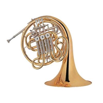 China Lacquered Clear Accept OEM Cheap 4 Gold Head Double Bb/F French Horn for sale