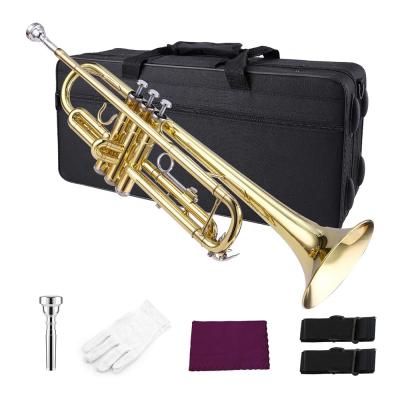 China Gold Lacquer Accept OEM High Quality Cheap Gold Bb Brass Trumpet JYTR401 for sale