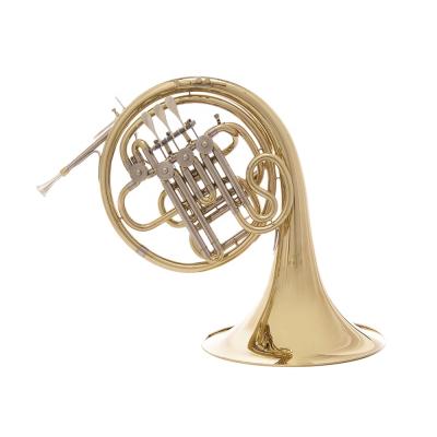 China Gold Lacquer Accept Cheap OEM Bb/F 4 Keys Double Offset Gold French Horn JYFH948 for sale