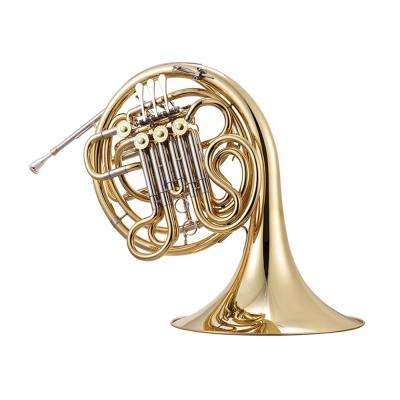 China Gold Lacquer Accept OEM Cheap Double Gold Bb/F 4 Keys French Horn for sale