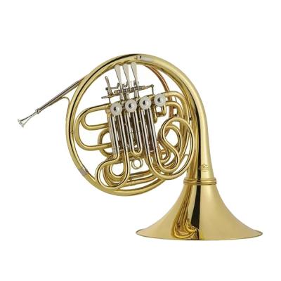 China Lacquered Clear Accept OEM Bb/F 4 Keys Double Gold Cheap French Horn for sale