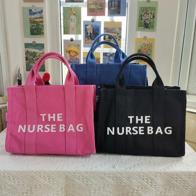 China Fashion Customize Logo 16oz Polyester Cotton Shoulder Cross - Body Ladies Handbag Zipper Handbags 2023 New Nurse Canvas Tote Bags for sale