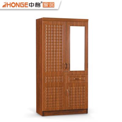 China MDF Wardrobe Mirrored 2 Doors PVC Sleep Room Furniture Cheap Wall Wardrobes Bedroom Design for sale