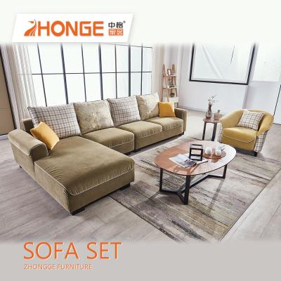 China Sectional Fabric Sofa Set Sofa Designs Modern Corner Wooden Long Legs Fabric Cushion Longevity for sale