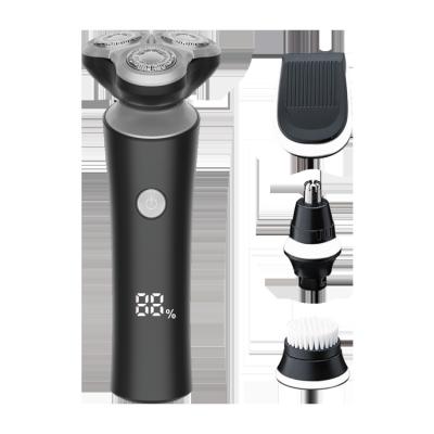 China IPX5 Waterproof Electric Triple Blade Digital Display Nose And Ear Trimmer Rotary Shaver Set for sale