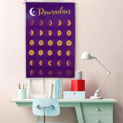 China Durable Ramadan Felt Countdown Calendar Large Size Advent Calendar For Kids Eid Gifts Decorations for sale