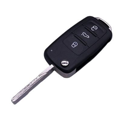 China Replace Car Key Case Hot Sale Black 3 Button Flip Keyless Replacement Car Key Case Remote Key Shell For VW for sale