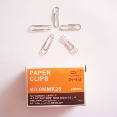 China Office School Home Manufacturer Wholesales Zinc Plated Paper Clip 28mm 100PCS/BOX for Office School and so on for sale