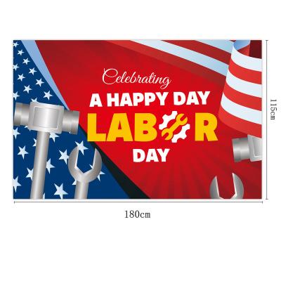 China Custom Decorative Labor Day Banners Outdoor Advertising Display Labor Day Party Decor Backdrop Cloth Banner for sale