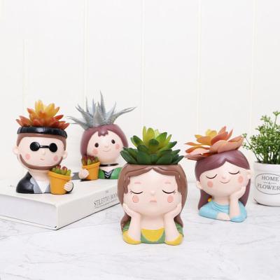 China Flower pot resin flower pots and vase home cartoon character planters decor succulent flower pot for sale