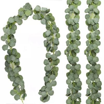 China Wedding Home Decor Gift Decoration Hotel Greenery Hanging Plants Artificial Apple Leaves Fake Eucalyptus Garland for sale