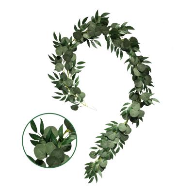 China Eco-friendly natural touch; environment ; harmless; Wholesale High Simulation Decoration Pendant Garland Wreath Artificial Eucalyptus Leaves for Garden Decor for sale