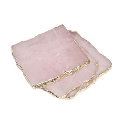 China Wholesale Natural Viable Crystal Rose Quartz Slice Pink Crytal Coaster for sale