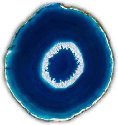 China Sustainable Sky Blue Agate Coaster Natural Stone Agate Coaster With Gold Rim for sale