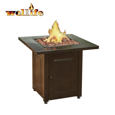 China China Factory Hot Sale Gas Stocked Rectangle Round Shape Metal MgO Lava Rock Rotary Ignition Fire Pit for sale