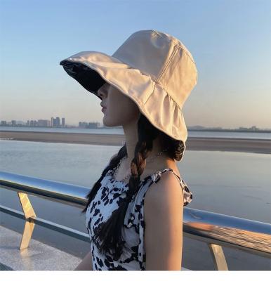 China SUN SUN Colorful Reversible Wide Brim PROTECTIVE Girl Adult Fisherman Bucket Hat Black Cotton and White Design Embroidery Custom Gift for sale