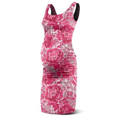 China Wholesale Breathable Customized 2022 Summer Floral Solid Sleeveless Maxi Bodycon Baby Shower Casual Women Maternity Dress For Pregnant for sale