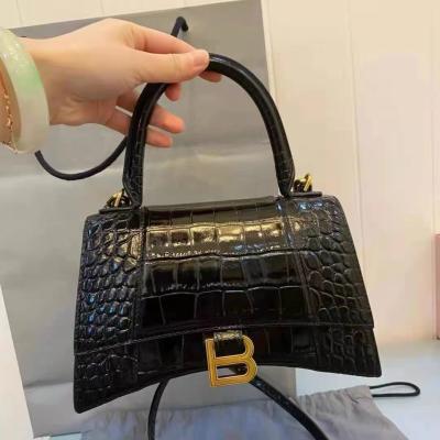 China Portable Classic Crocodile Pattern Bag Handle Hourglass Handbag Fashion Messenger Bag Leather Shoulder Bag With Gift Box for sale