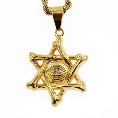 China Hot Star of David Necklace Fashion Hip-hop Six Necklace Men's Double-Sided Zinc Alloy Punk Pendant Jewelry for sale