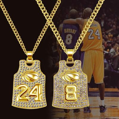 China Fashion 18k Crystal Basketball Legend Number 24 and 8 Jordan Kobe Pendant Necklaces Hip Hop Necklace for sale