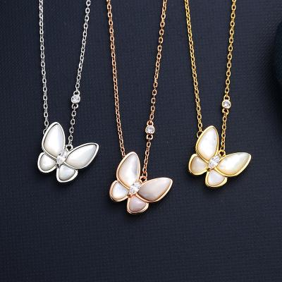 China Fashion S925 Sterling Silver White Fritillary Butterfly Pendant Light Luxury Temperament Delivery Source for sale