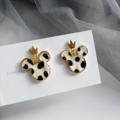 China FASHIONABLE Silver S925 Needle Cartoon Mickey Earrings Cute Spot Earrings Fall and Winter Minority Earring for sale