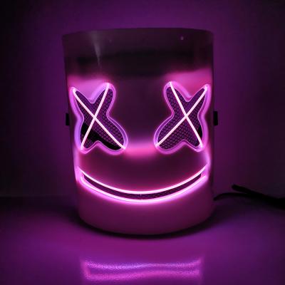 China Tik Tok Hot Sale LED Party Facemask Halloween EL Marshmallow Face Mask Eco-Friendly Luminous Mask Masquerade Light Up Purge Scary Mask for sale