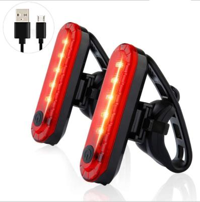 China ABS+PC Best Price Small 5 LED USB Plastic Red White Rechargeable Bike 056 Return Alarm Indicator Light Rear Bicycle Tail Light for sale