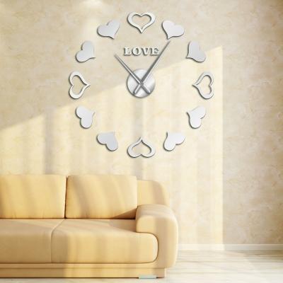 China 2021 new creative diy creative 3d mirror large home decor fashion wall clock for sale