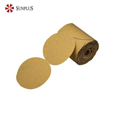 China SUNPLUS Abrasives Tools Manufacturer Yellow Paper Car Paint Removal Gold Paper Dry Sanding Paper for sale