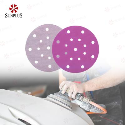 China Purple Sandpaper Making Sunplus Abrasives Disc For Auto Body Polishing Automotive Emery Paper 125mm for sale