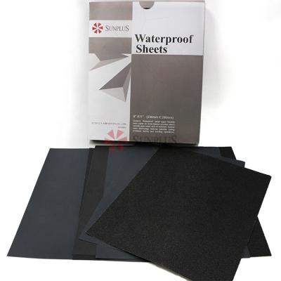 China SUNPLUS Abrasive Automotive Silicon Carbide Sandpaper Wet Dry Sheets Polishing Waterproof Automotive Sand Paper for sale