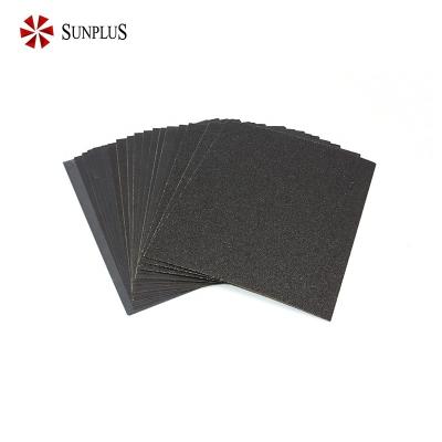 China SUNPLUS Factory Emery Paper Sheet Abrasive Black Sanding Kraft Sand Paper Water Waterproof Sandpaper Sheet for sale