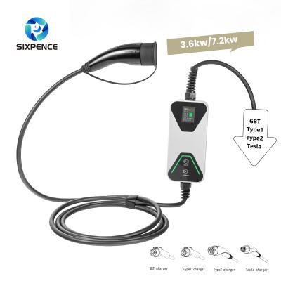 China 3.6Kw / 7.2Kw Ev Chargerev Charging Cable Portable Ev Charger Enhanced Mobility And Range Assurance for sale