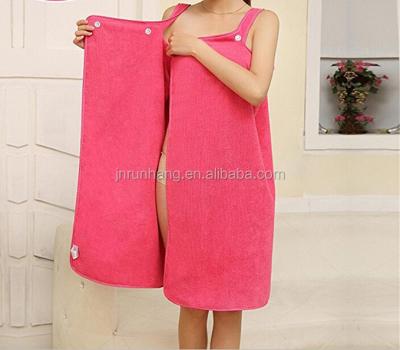 China Breathable Custom Microfiber Wrap Body Wearable Bathrobe Towel for sale