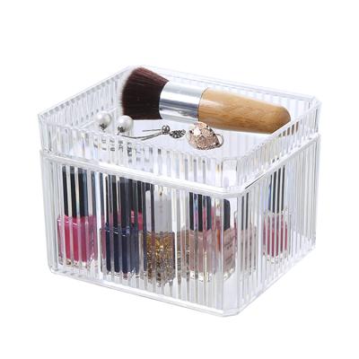 China Minimalist High Cost Performance Simple Makeup Transparent Desk Cosmetic Storage Box Organizer for sale