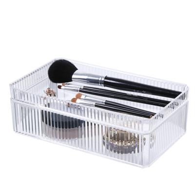 China New Minimalist Multifunctional Transparent Makeup Storage Box PS Organizer With Cover for sale