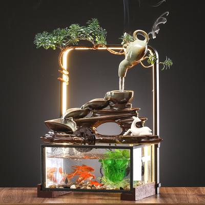 China Circulating Water Minimalist Home Decoration Art Accessories Decor Teapot Household Living Room Ceramic Wheel Aquarium Desktop for sale