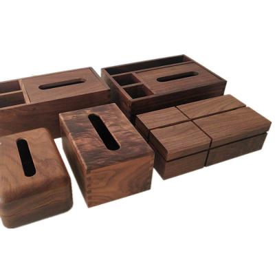 China Multifunctional Wooden Minimalist Tissue Boxes Wooden Storage Box for sale