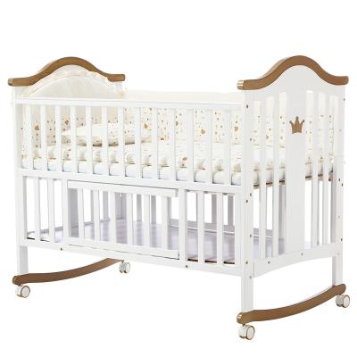 China Modern baby bed wood with cradle for sale