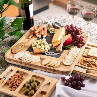 China Viable Wooden Cutting Board For Kitchen Bamboo Cheese Board Making 4 Piece Set Double Dinner Chopping Board Drawer for sale