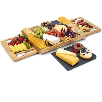 China Wholesale Custom Bamboo Wood Cutting Plate Kitchenware Cutting Board Viable Cheese Cutting Board with Knife Set Ambient for sale