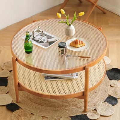 China Nordic minimalist solid wood glass top luxury Italian coffee table tea table coffee table for sale