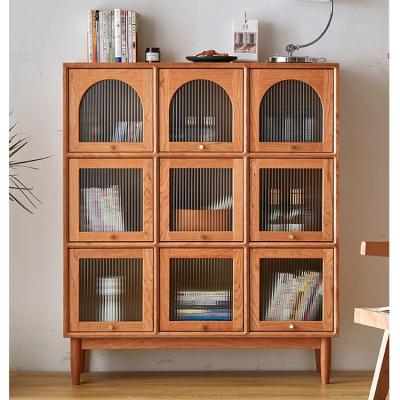 China Household Rustic Multifunctional Cherry Cabinet Small Living Room Magazine Board Wooden Children's Bookcase Storage Cabinet for sale