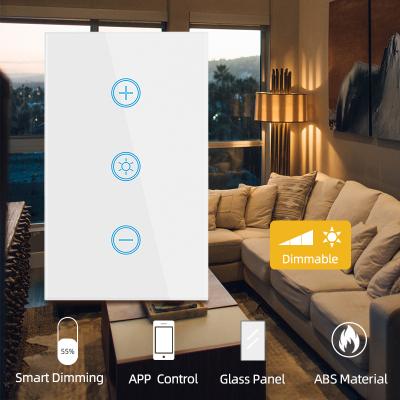 China US Hot Sale Tuya WiFi Wall Touch Screen Dimmer Light App Voice Control Wireless Smart Switch Dimmer for sale