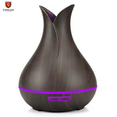 China Household Tuya Diffuser Wooden Humidifier Essential Oil Aroma Diffuser 400ML Coloful Ultrasonic Aroma Humidifier For Household for sale