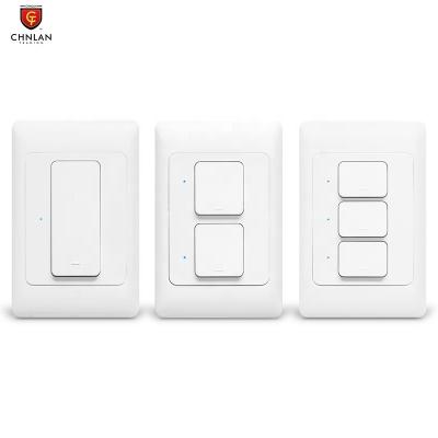 China Tuya remote control 1/2/3 gang 120mm 220v no neutral Philippines standard push button WiFi mechanical remote control smart lamp switch for sale