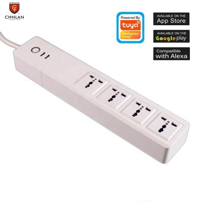 China 2 USB + 4 Socket OUTLET 2021 TUYA Alexa Google Home Electrical 4 +2 Smart USB WiFi Power Strip Universal for sale