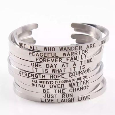 China TRENDY Inspirational Bracelets For Women/Men's Personalized Inspirational Cuff Bracelet Birthday Jewelry Gift Custom Engraved Stainless Steel for sale